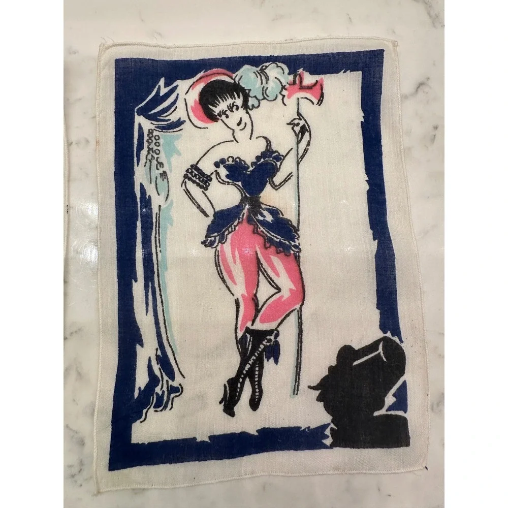 1940/50s MCM Fabric Cocktail Napkins Gay‎ 90s Nineties Scenes Bar Retro Vintage